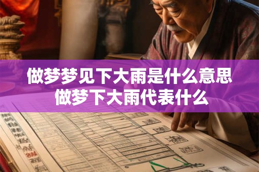 做梦梦见下大雨是什么意思 做梦下大雨代表什么 做梦梦见下大雨是什么意思 做梦下大雨代表什么
