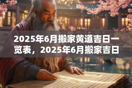 2025年6月搬家黄道吉日一览表，2025年6月搬家吉日查询