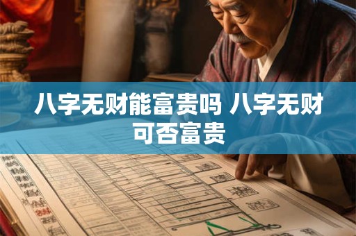 八字无财能富贵吗 八字无财可否富贵
