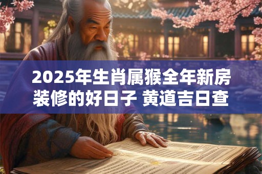 2025年生肖属猴全年新房装修的好日子 黄道吉日查询