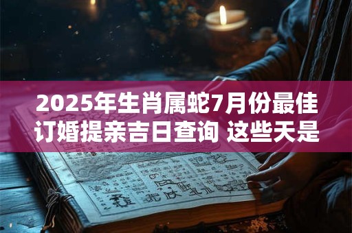 2025年生肖属蛇7月份最佳订婚提亲吉日查询 这些天是好日子