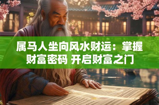 属马人坐向风水财运：掌握财富密码 开启财富之门