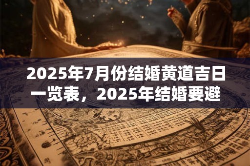2026年7月份结婚黄道吉日一览表，2026年结婚要避开什么属相