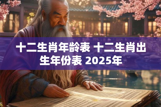 十二生肖年龄表 十二生肖出生年份表 2025年