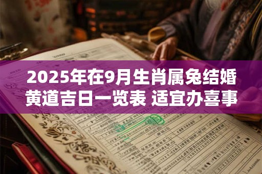 2025年在9月生肖属兔结婚黄道吉日一览表 适宜办喜事良机