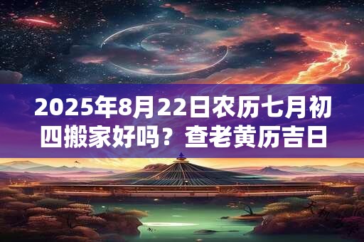 2025年8月22日农历七月初四搬家好吗？查老黄历吉日吉时