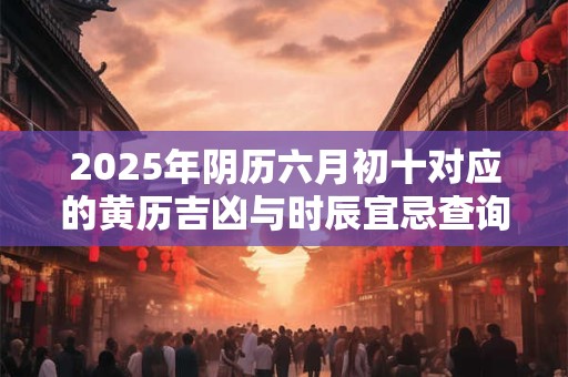 2025年阴历六月初十对应的黄历吉凶与时辰宜忌查询