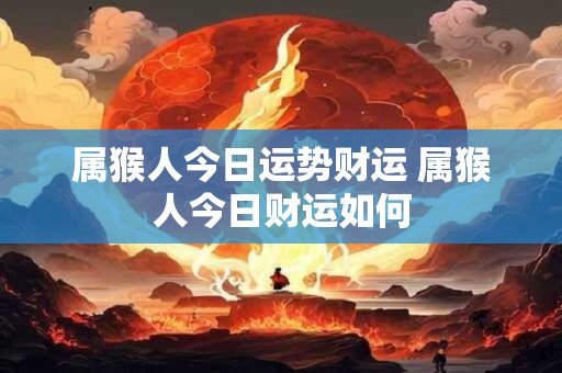 属猴人今日运势财运 属猴人今日财运如何