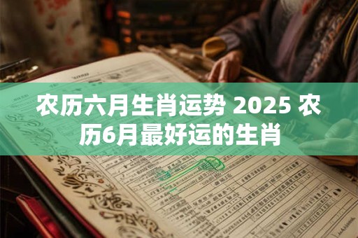农历六月生肖运势 2025 农历6月最好运的生肖