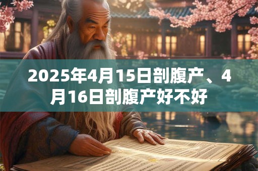 2025年4月15日剖腹产、4月16日剖腹产好不好