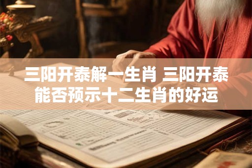 三阳开泰解一生肖 三阳开泰能否预示十二生肖的好运