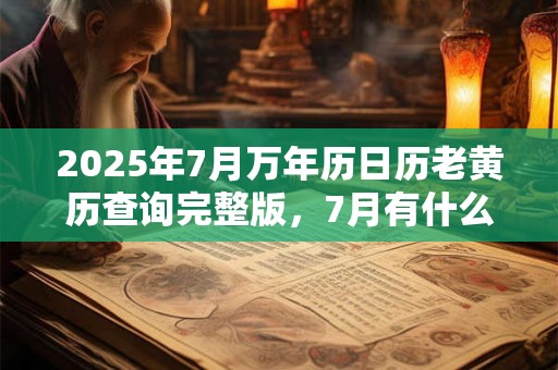 2025年7月万年历日历老黄历查询完整版，7月有什么节日节气