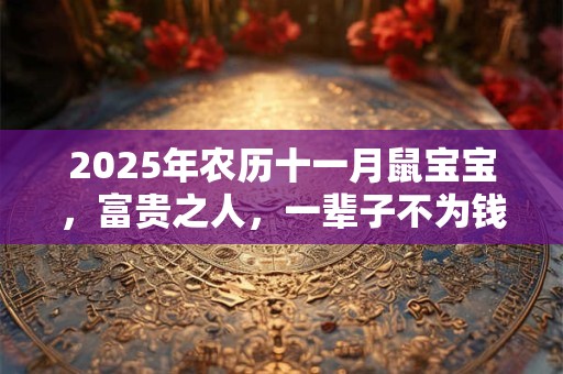 2025年农历十一月鼠宝宝，富贵之人，一辈子不为钱财担忧