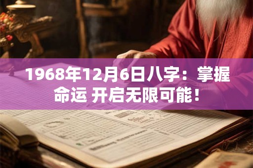 1968年12月6日八字：掌握命运 开启无限可能！