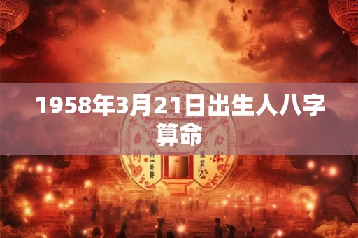 1958年3月21日出生人八字算命