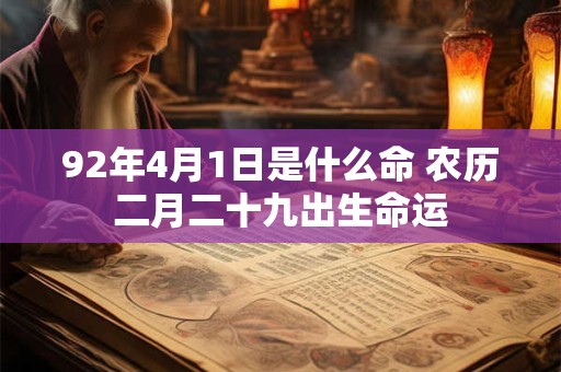 92年4月1日是什么命 农历二月二十九出生命运