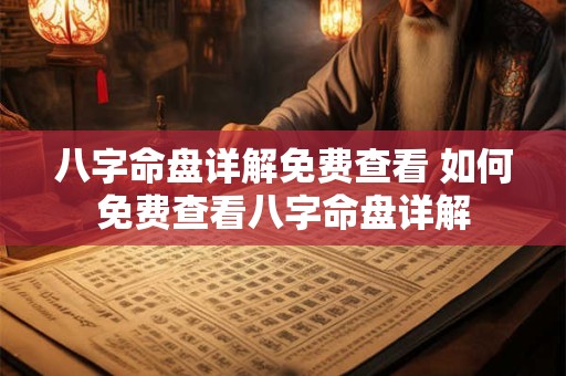 八字命盘详解免费查看 如何免费查看八字命盘详解
