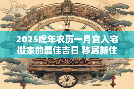 2026虎年农历一月宜入宅搬家的最佳吉日 移居新住处讲究