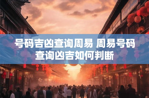 号码吉凶查询周易 周易号码查询凶吉如何判断