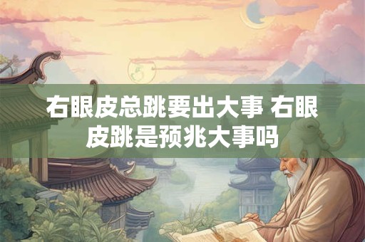 右眼皮总跳要出大事 右眼皮跳是预兆大事吗 右眼皮总跳要出大事 右眼皮跳是预兆大事吗