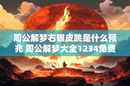 周公解梦右眼皮跳是什么预兆 周公解梦大全1234免费查询解梦 周公解梦右眼皮跳是什么预兆 周公解梦大全1234免费查询解梦