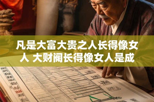 凡是大富大贵之人长得像女人 大财阀长得像女人是成功还是失败的象征