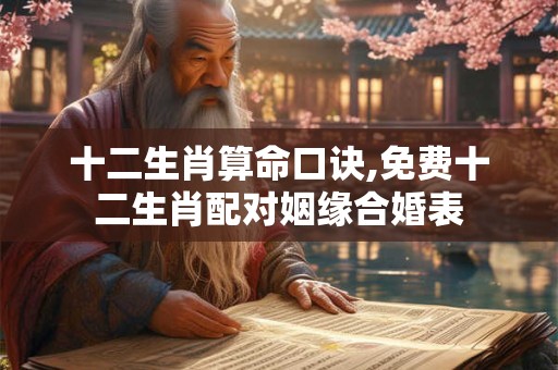 十二生肖算命口诀,免费十二生肖配对姻缘合婚表