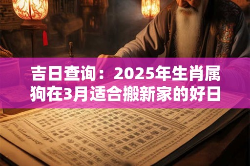 吉日查询：2025年生肖属狗在3月适合搬新家的好日子