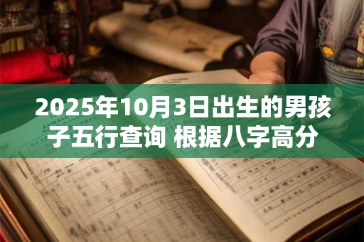 2025年10月3日出生的男孩子五行查询 根据八字高分起名