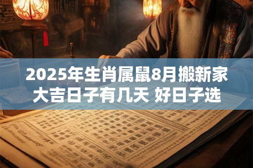 2026年生肖属鼠8月搬新家大吉日子有几天 好日子选择