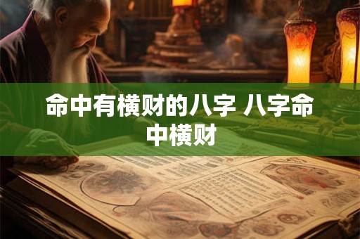 命中有横财的八字 八字命中横财