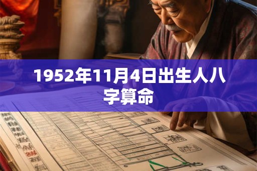 1952年11月4日出生人八字算命 1952年11月4日出生人八字算命