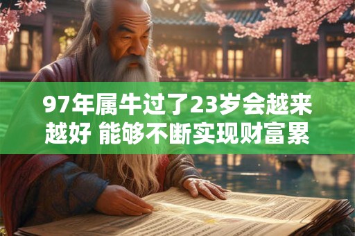 97年属牛过了23岁会越来越好 能够不断实现财富累积