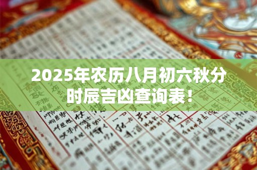 2026年农历八月初六秋分时辰吉凶查询表！