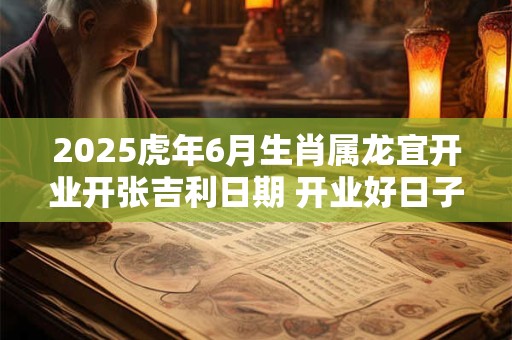 2025虎年6月生肖属龙宜开业开张吉利日期 开业好日子