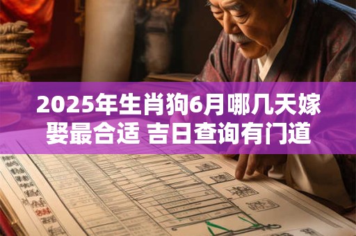 2025年生肖狗6月哪几天嫁娶最合适 吉日查询有门道