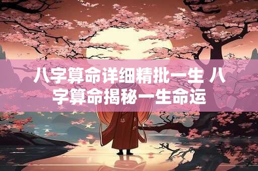 八字算命详细精批一生 八字算命揭秘一生命运