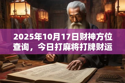 2025年10月17日财神方位查询，今日打麻将打牌财运方位