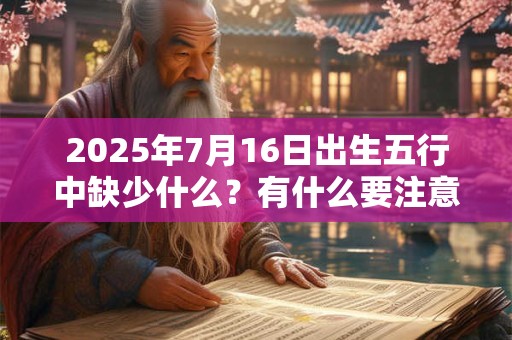 2025年7月16日出生五行中缺少什么？有什么要注意的？