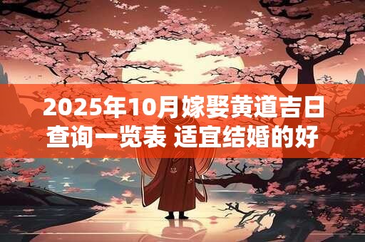 2025年10月嫁娶黄道吉日查询一览表 适宜结婚的好日子