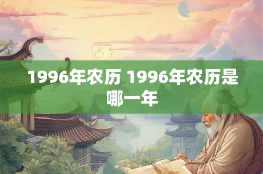 1996年农历 1996年农历是哪一年 1996年农历 1996年农历是哪一年