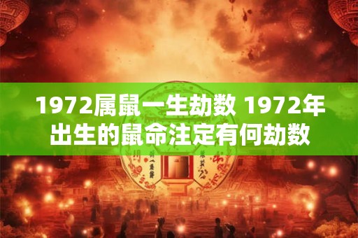 1972属鼠一生劫数 1972年出生的鼠命注定有何劫数