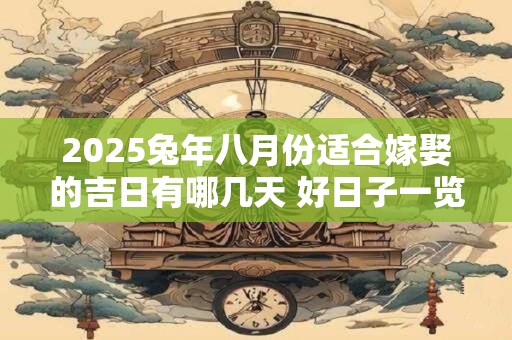 2025兔年八月份适合嫁娶的吉日有哪几天 好日子一览表