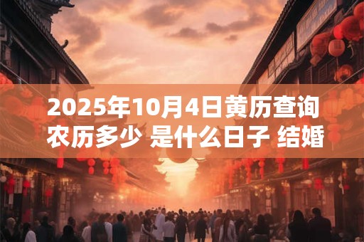 2025年10月4日黄历查询 农历多少 是什么日子 结婚吉时