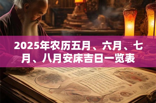 2025年农历五月、六月、七月、八月安床吉日一览表