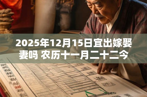 2025年12月15日宜出嫁娶妻吗 农历十一月二十二今日黄历