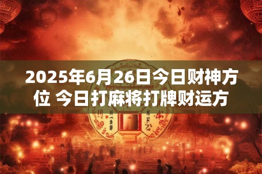 2025年6月26日今日财神方位 今日打麻将打牌财运方位