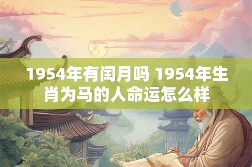 1954年有闰月吗 1954年生肖为马的人命运怎么样