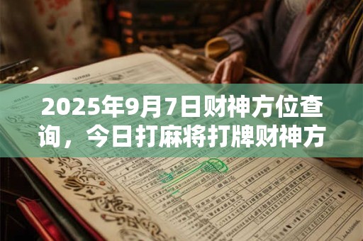 2025年9月7日财神方位查询，今日打麻将打牌财神方位