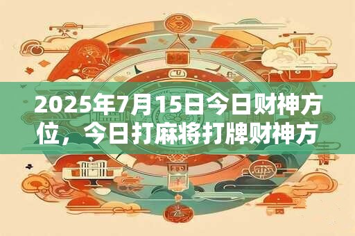 详细阅读:2025年7月15日今日财神方位,今日打麻将打牌财神方位! 2025年7月15日今日财神方位,今日打麻将打牌财神方位!